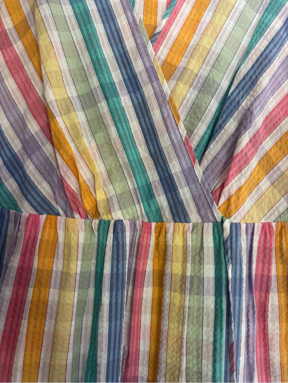 J. Crew Multi-Color Striped Faux Wrap Midi Dress With Pockets - Picture 2 of 5